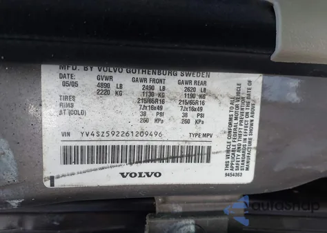 2006 Volvo Xc70 z USA, uszkodzony, nr VIN YV4SZ592261209496